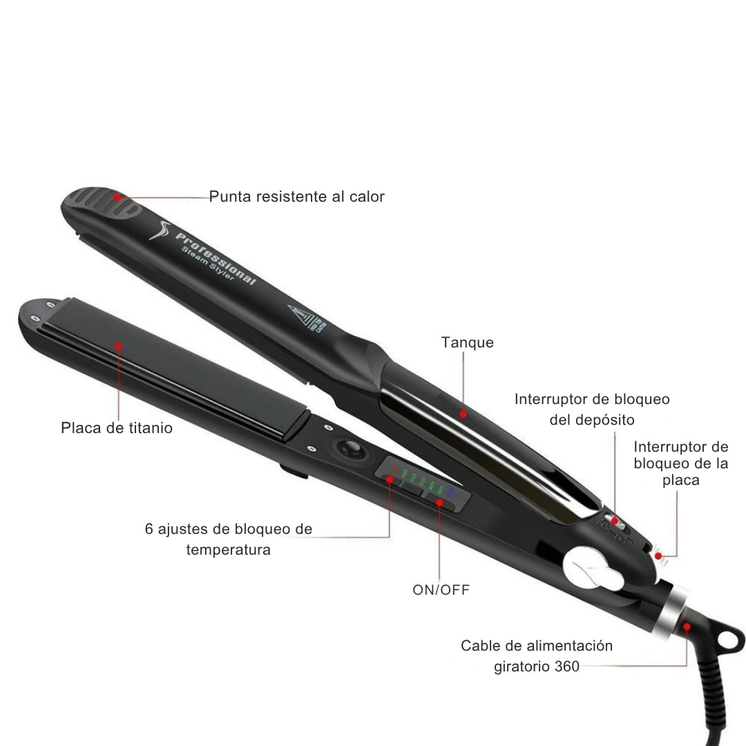Plancha a Vapor STEAMELLE™ Tipo Keratina.