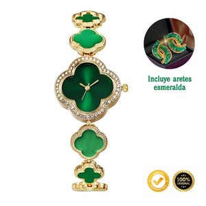 RELOJ / VAN-CLEEF™ + ARETES ESMERALDA INCLUIDOS🎁