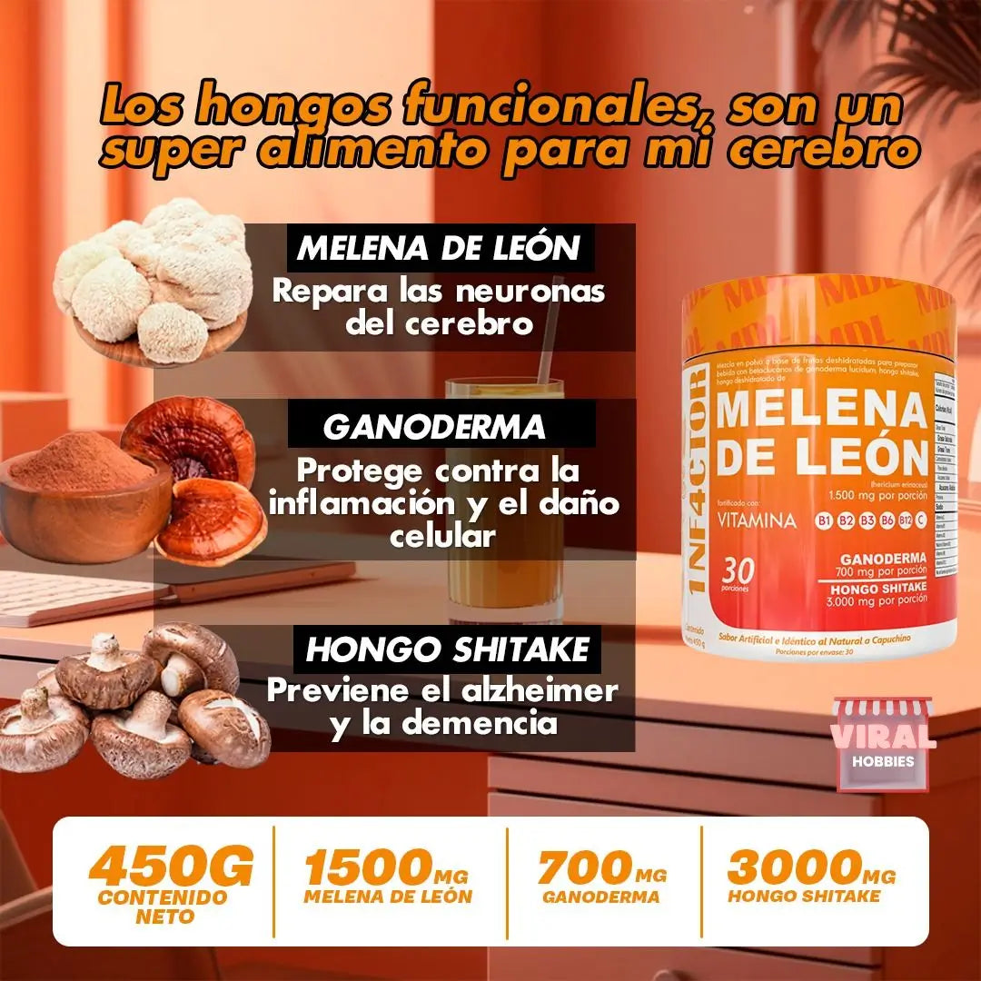 Potenciador Cerebral MELENA DE LEON™  Hongo Medicinal
